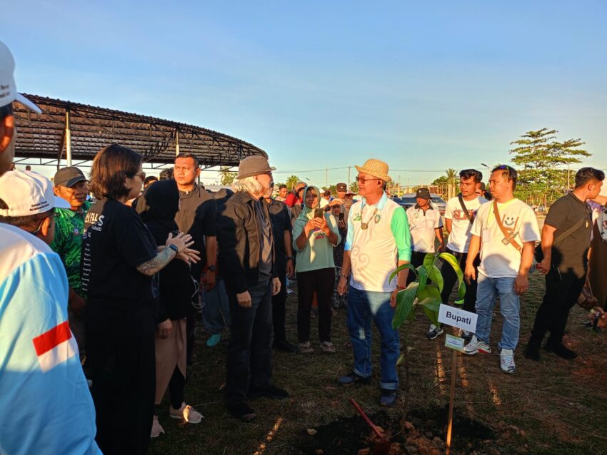 Iwan Fals. Aksi hijau Iwan Fals di Malinau, menanam pohon manggis sebagai pesan kepedulian lingkungan menjelang penampilannya di malam puncak IRAU ke-11.